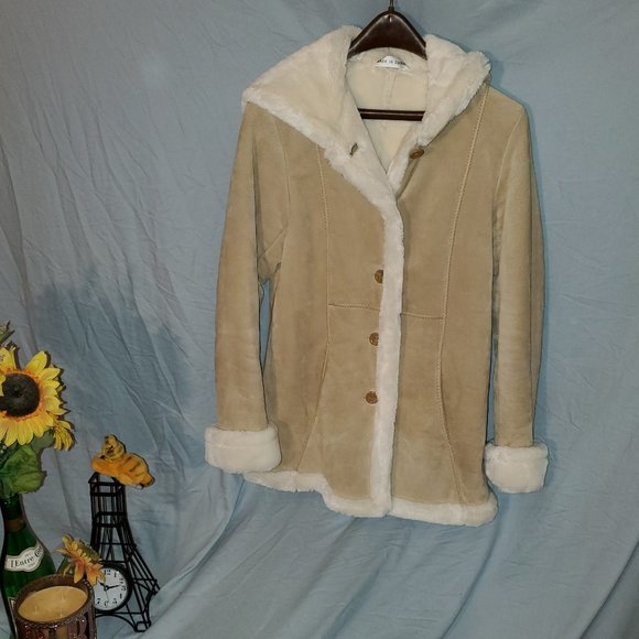 Marvin Richards Jackets & Blazers - Marvin Richards Genuine Leather Coat Hooded Lined Button Front 2 pocket PP Camel